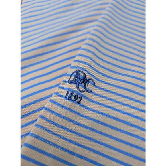 Donald Ross Mens Golf Polo Shirt - Large Orange Stripe‎ Performance ODCC 1892 - Picture 3 of 8